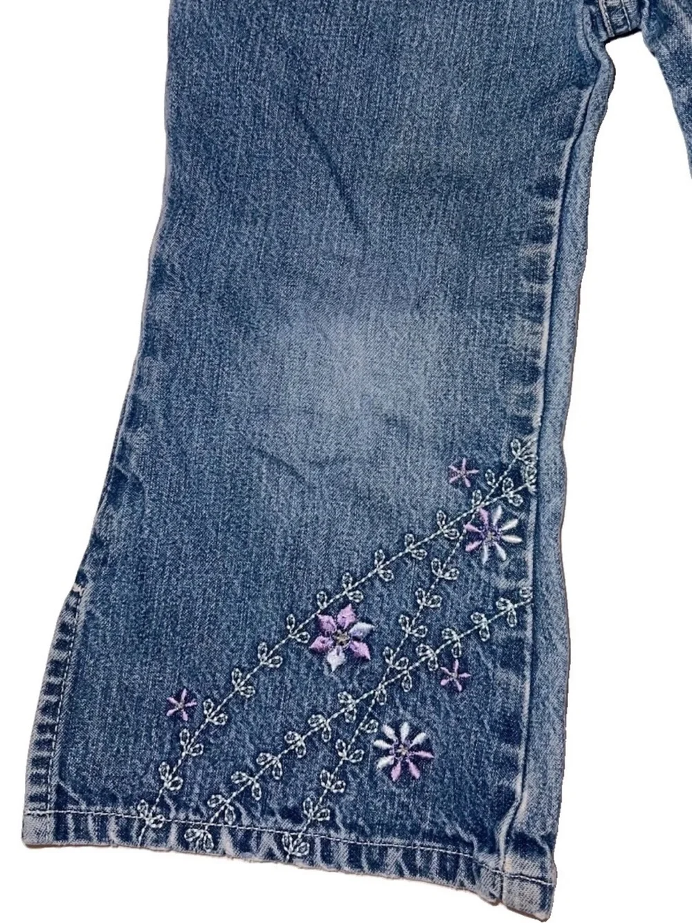 OshKosh B’gosh Vintage Toddler Girls Embroidered Floral Wide Leg Jeans 2T